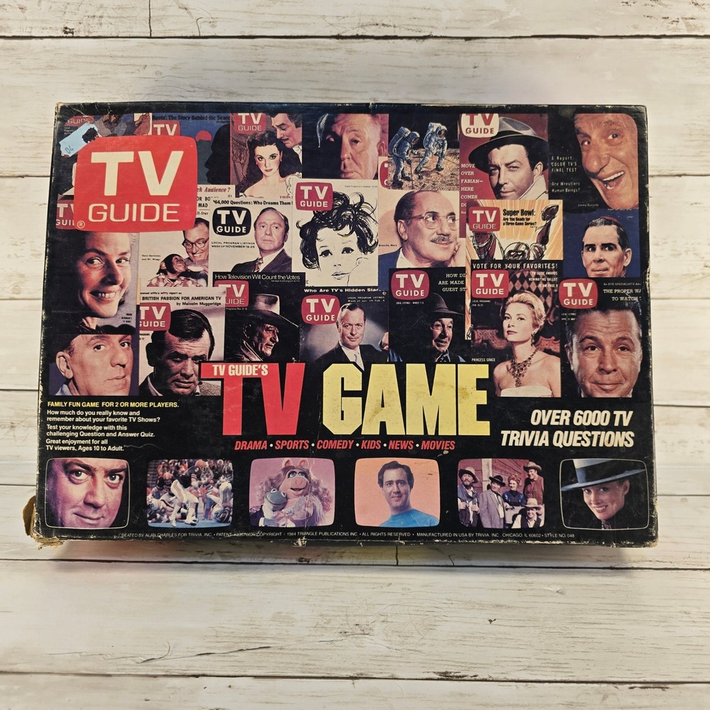 VTG 1984 TV Guide TV Game Trivia Board Game 6000 Questions Style 048 Trivia Inc